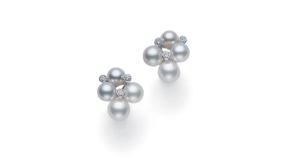 MIKIMOTO Akoya Cultured Pearl Diamond Earrings