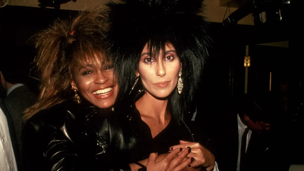 Tina Turner with Cher circa 1985 in New York City