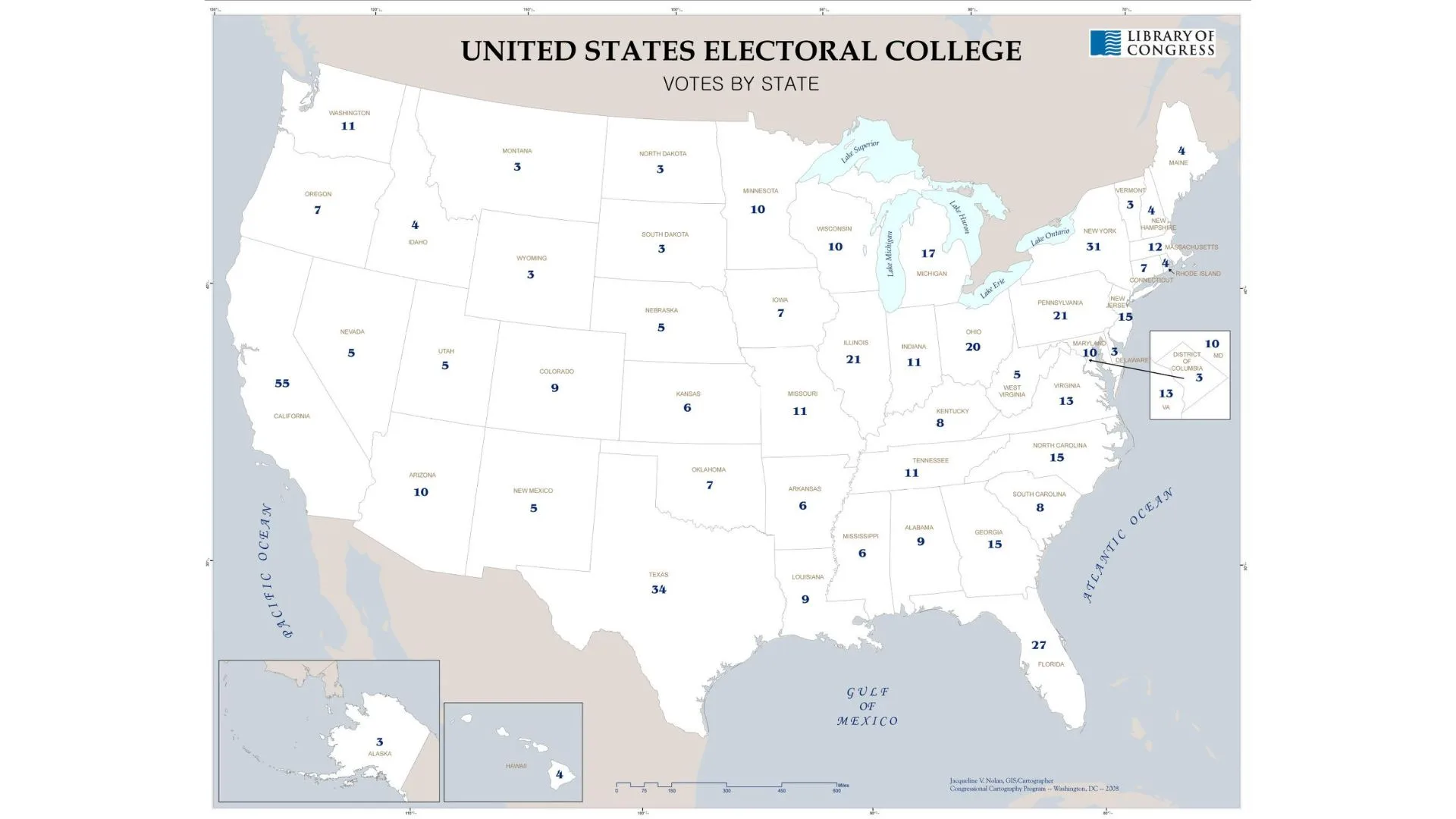 United States Electoral College Votes By State