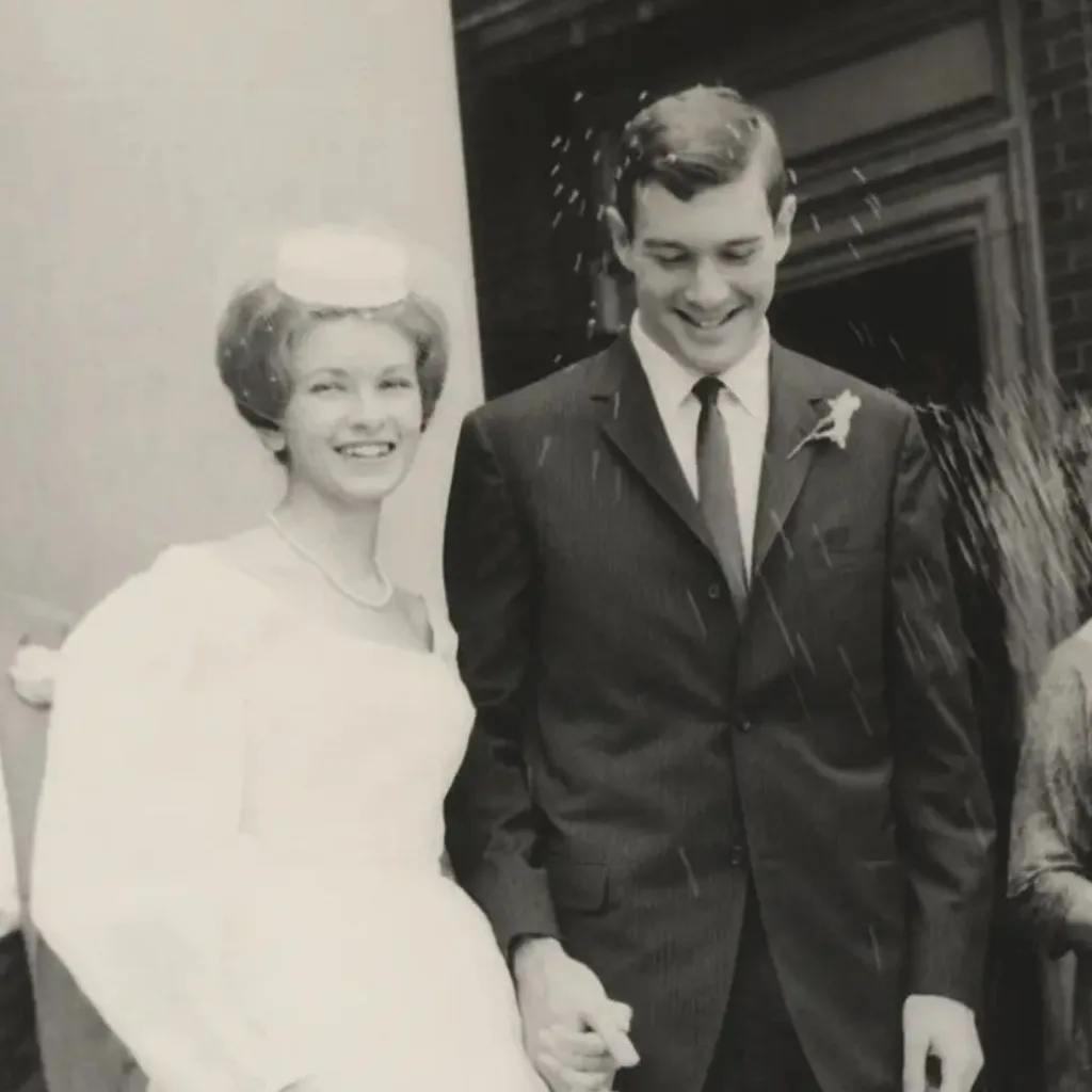 Martha Stewart and Andrew Stewart on their wedding day.