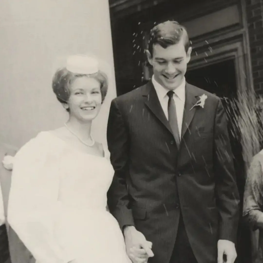 Martha Stewart and Andrew Stewart on their wedding day.