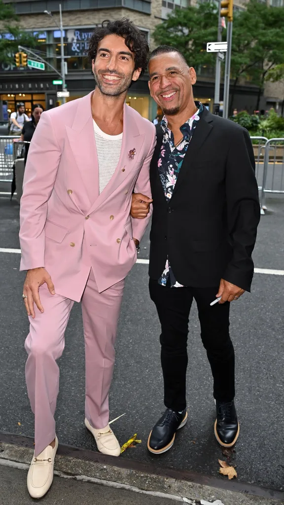 Justin Baldoni and Jamey Heath arrive to the "It Ends With Us" premiere at AMC Lincoln Square Theater on August 06, 2024