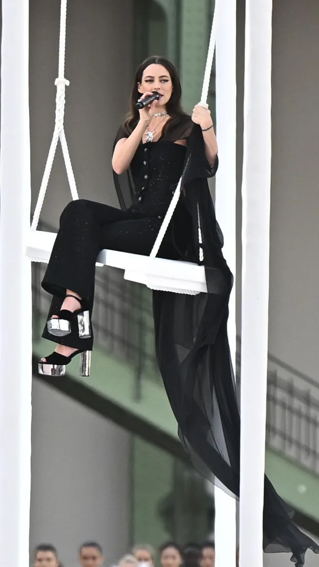 Riley Keough performs on the runway during the Chanel Paris Womenswear Spring-Summer 2025 show