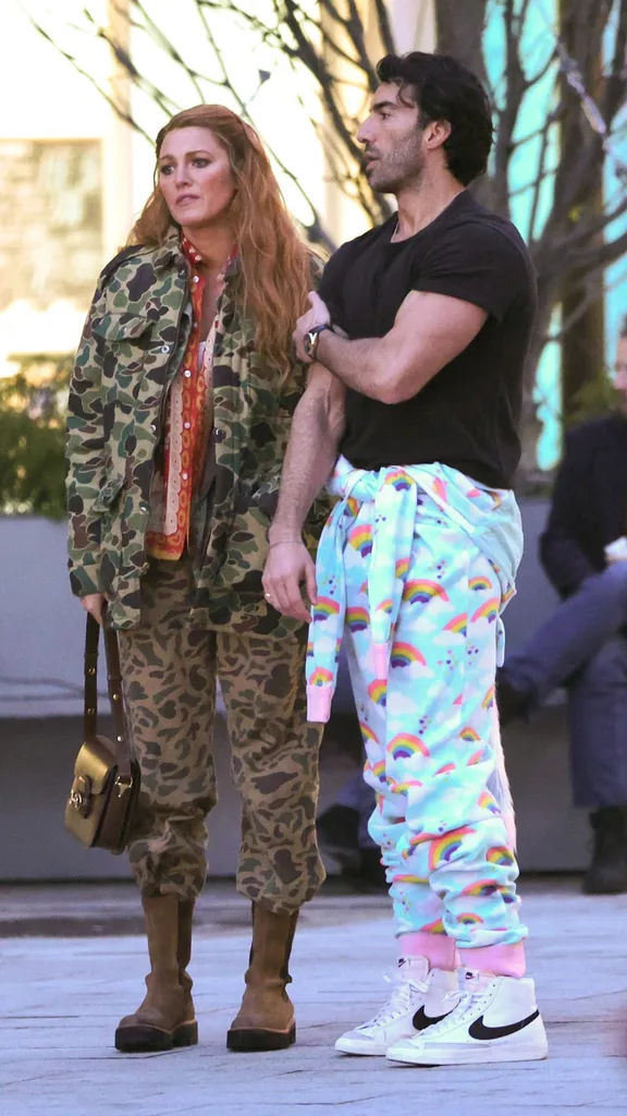 Justin Baldoni and Blake Lively on the set of It Ends With Us