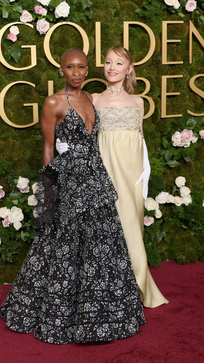 Cynthia Erivo and Ariana Grande golden globes 2025 red carpet