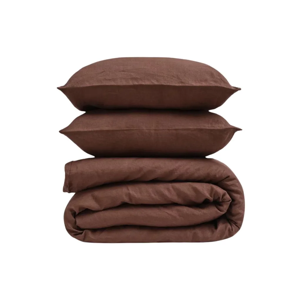 Carlotta and Gee The Iconic Linen Duvet Cover Set in Chocolate