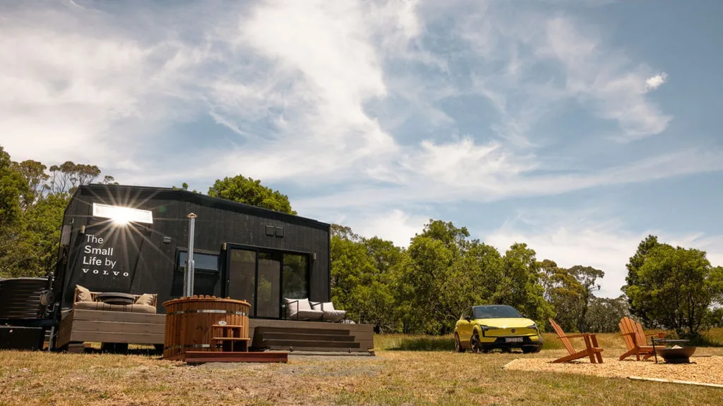 Tiny home stay in NSW's Blue Mountains with Volvo EX30