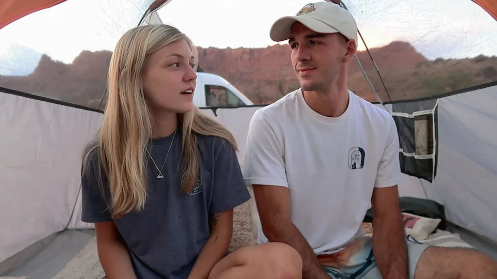 Brian Laundrie and Gabby Petito in a tent.
