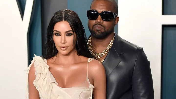Kim Kardashian, then wife of Kanye West with the rapper at a Vanity Fair event.