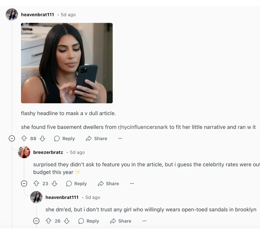 A snark post from LA/Influencer reddit