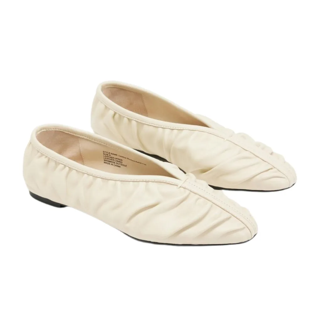 Gathered Leather Ballet Flat