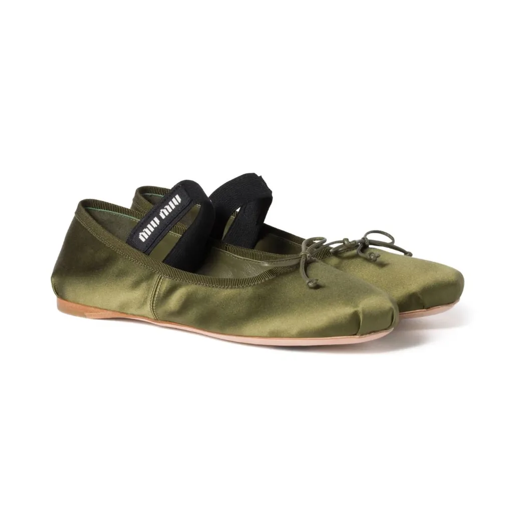 Green miu miu ballerinas