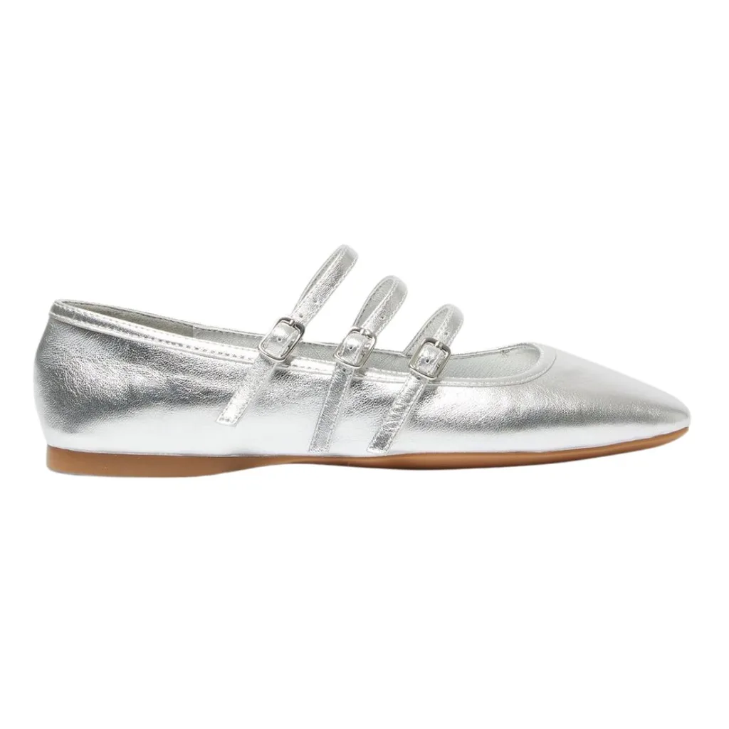 mary jane flats silver