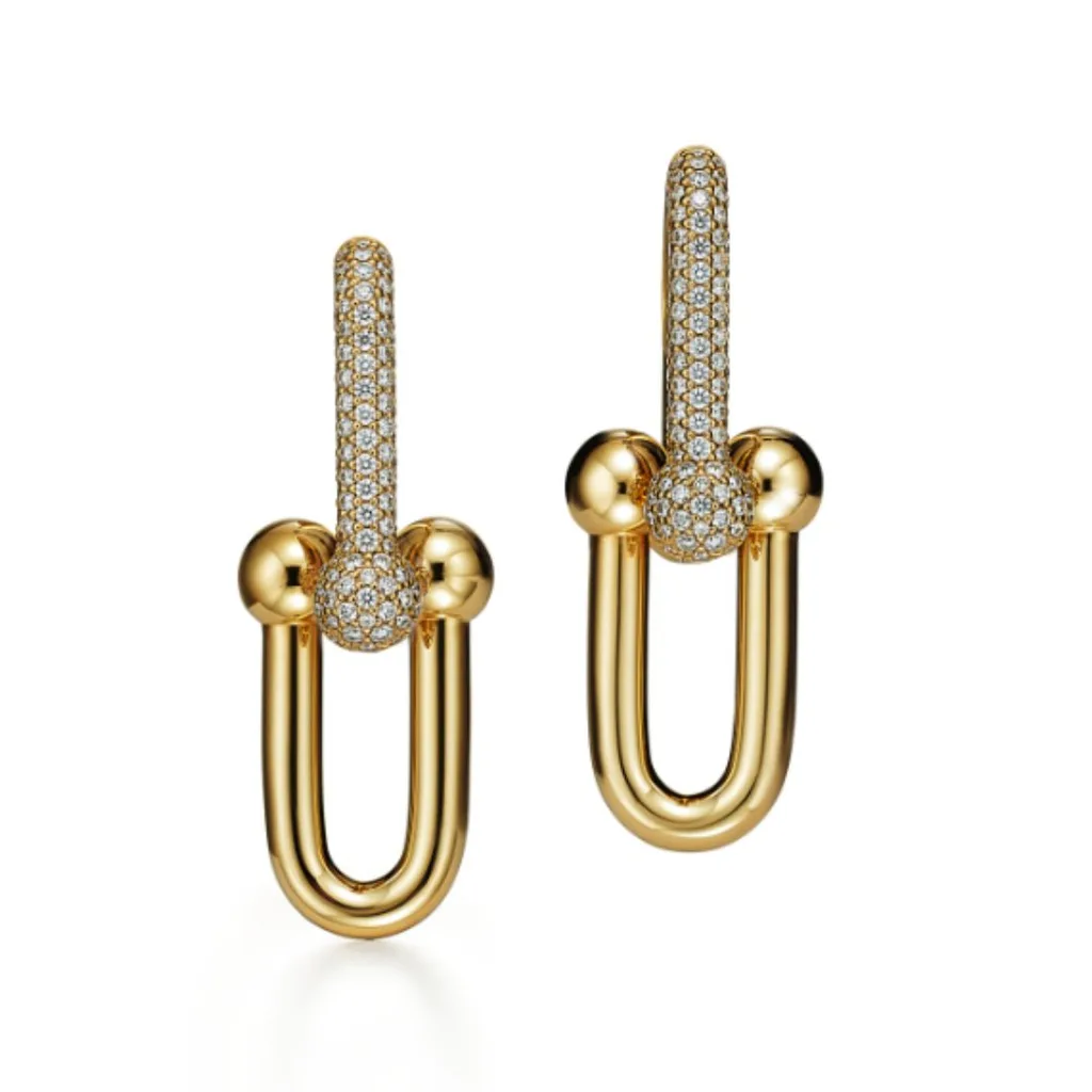 Tiffany HardWear Large Link Earrings in Yellow Gold with Pavé Diamonds, $28,800
