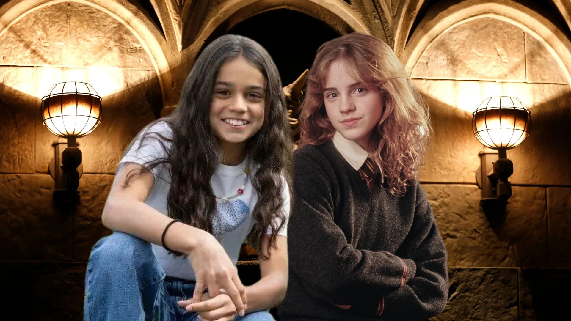 Two girls smiling. 
