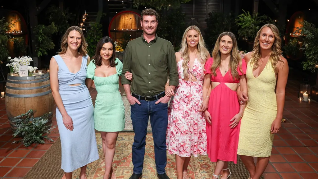 farmer thomas with his first five ladies on farmer wants a wife australia 2025
