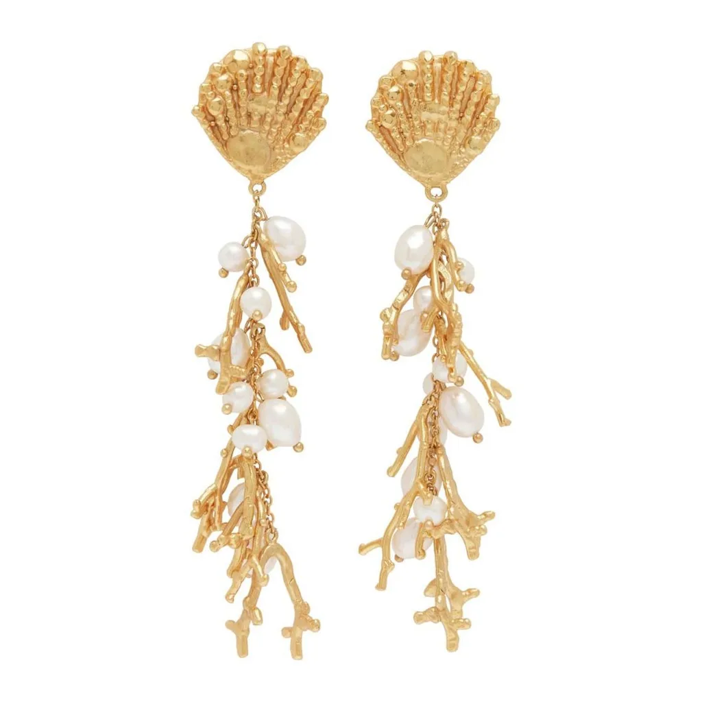 Alemais Reverie Cluster Pearl Drop Earrings, $390