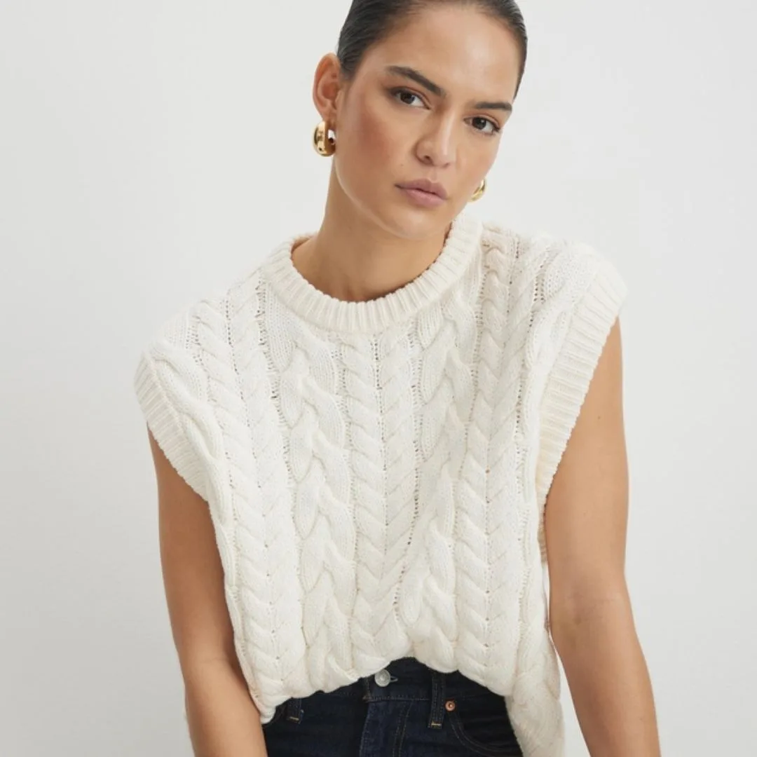AERE Rowan Organic Cotton Vest, $120, from The Iconic