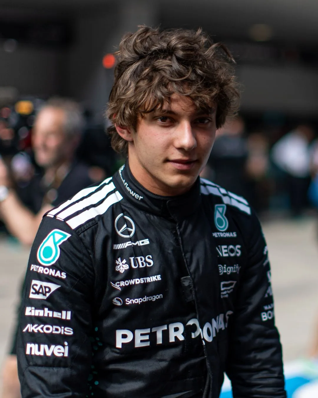 Kimi Antonelli arrives at the China F1 GP 2025. 