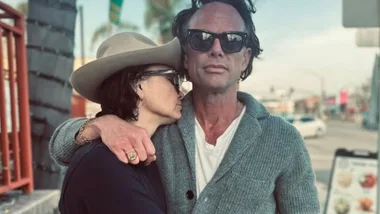 Walton Goggins and wife Nadia Conners with their son. Image: @waltongogginsbonafid