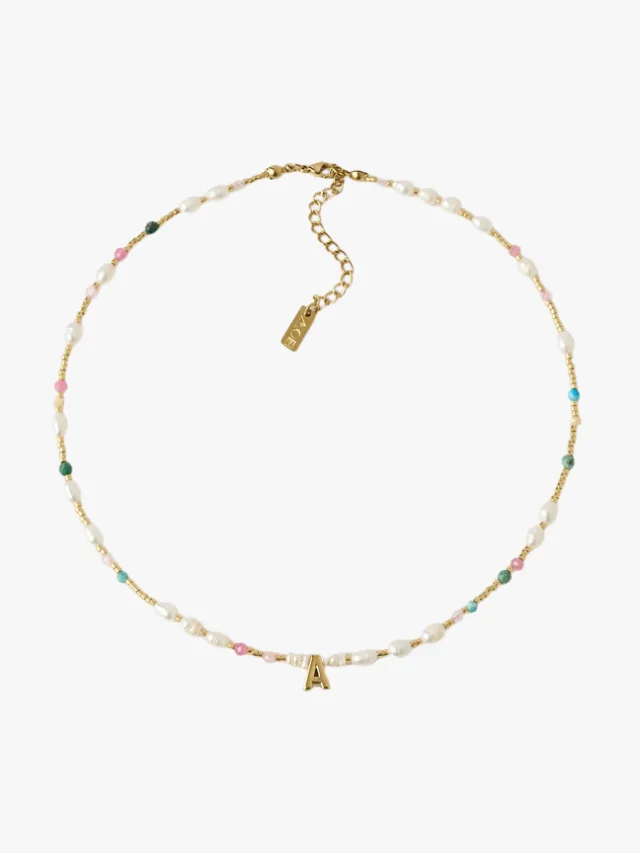 ARMS OF EVE
Beaded Gemstone And Pearl Initial Necklace