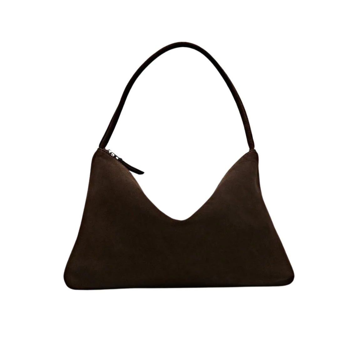 massimo dutti suede brown bag