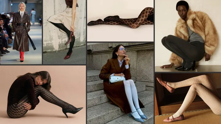 Collage of women wearing tights