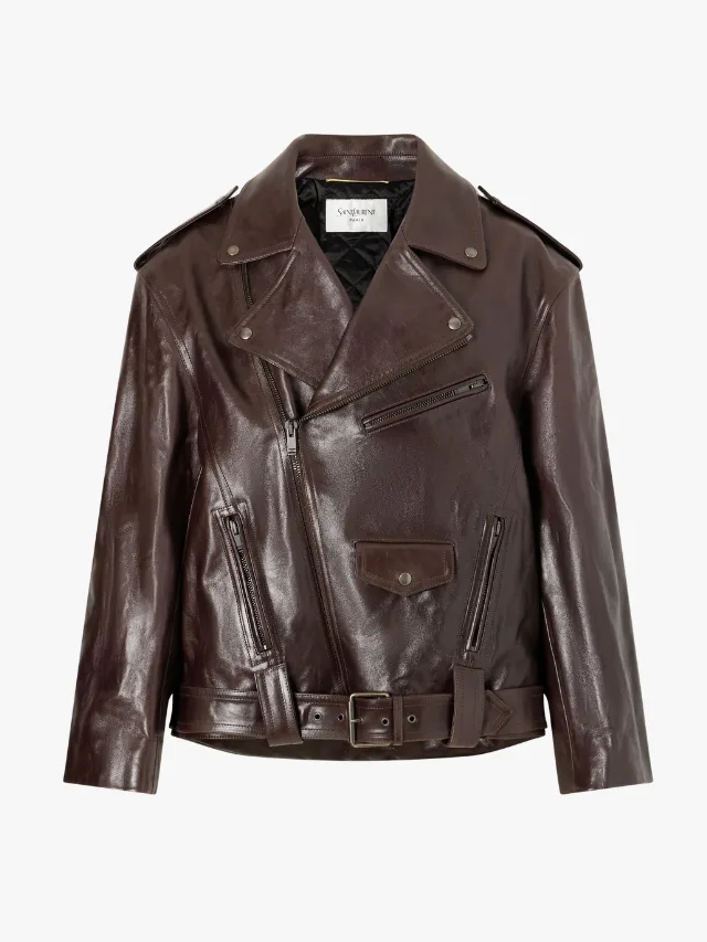 YSL glossed leather jacket