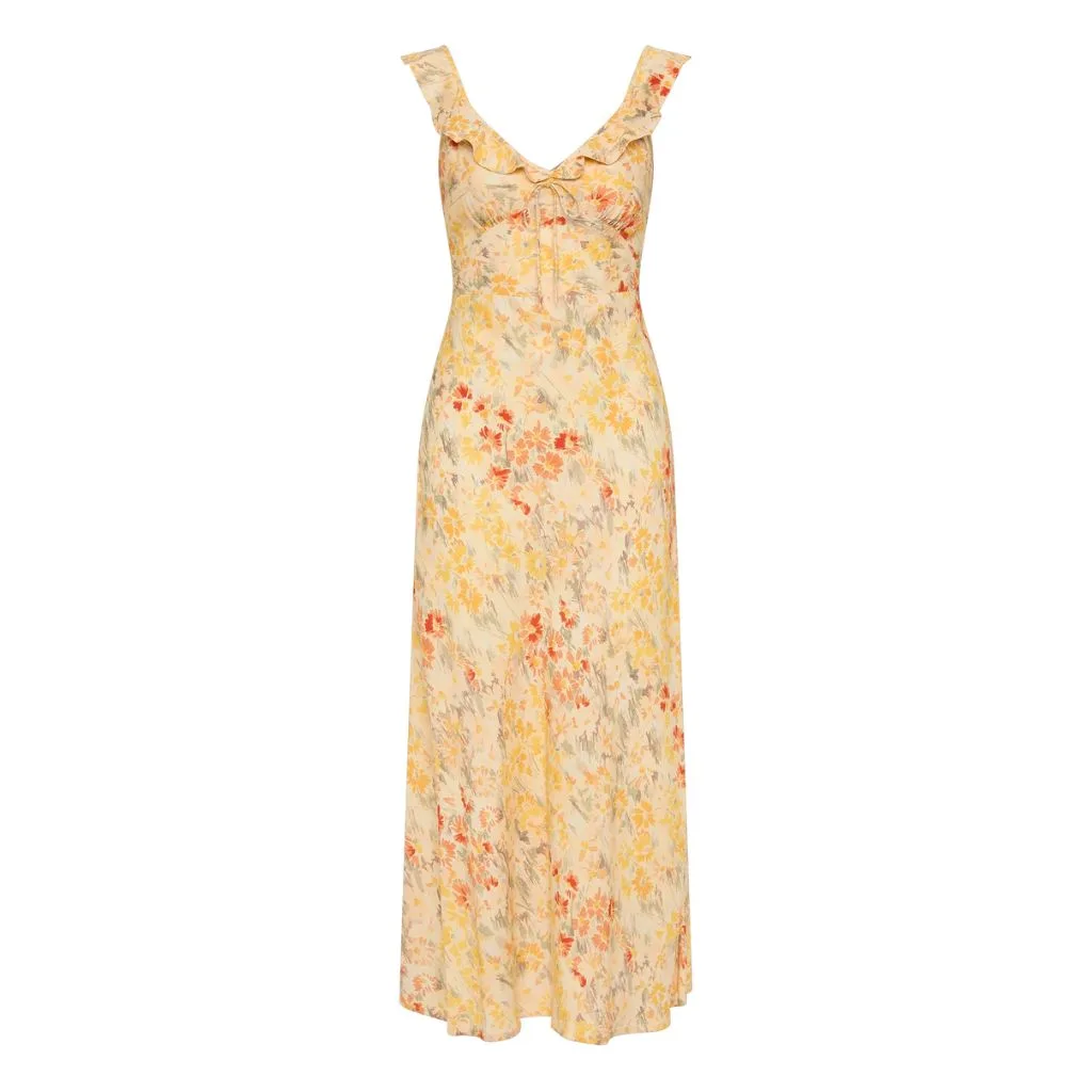 Faithfull Yvonne Midi Dress Adeline Floral Yellow