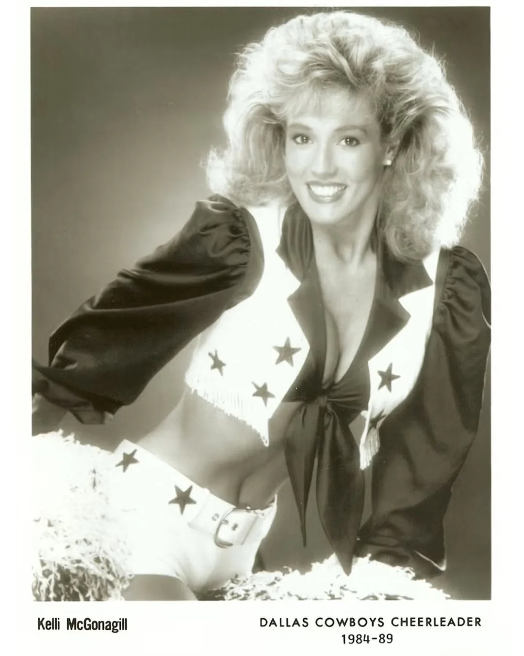 A vintage black and white photo of Kelli Finglass. 