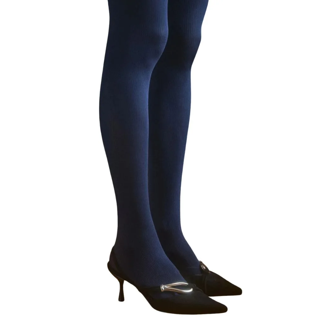 Petit Moments cable knit tights in Navy
