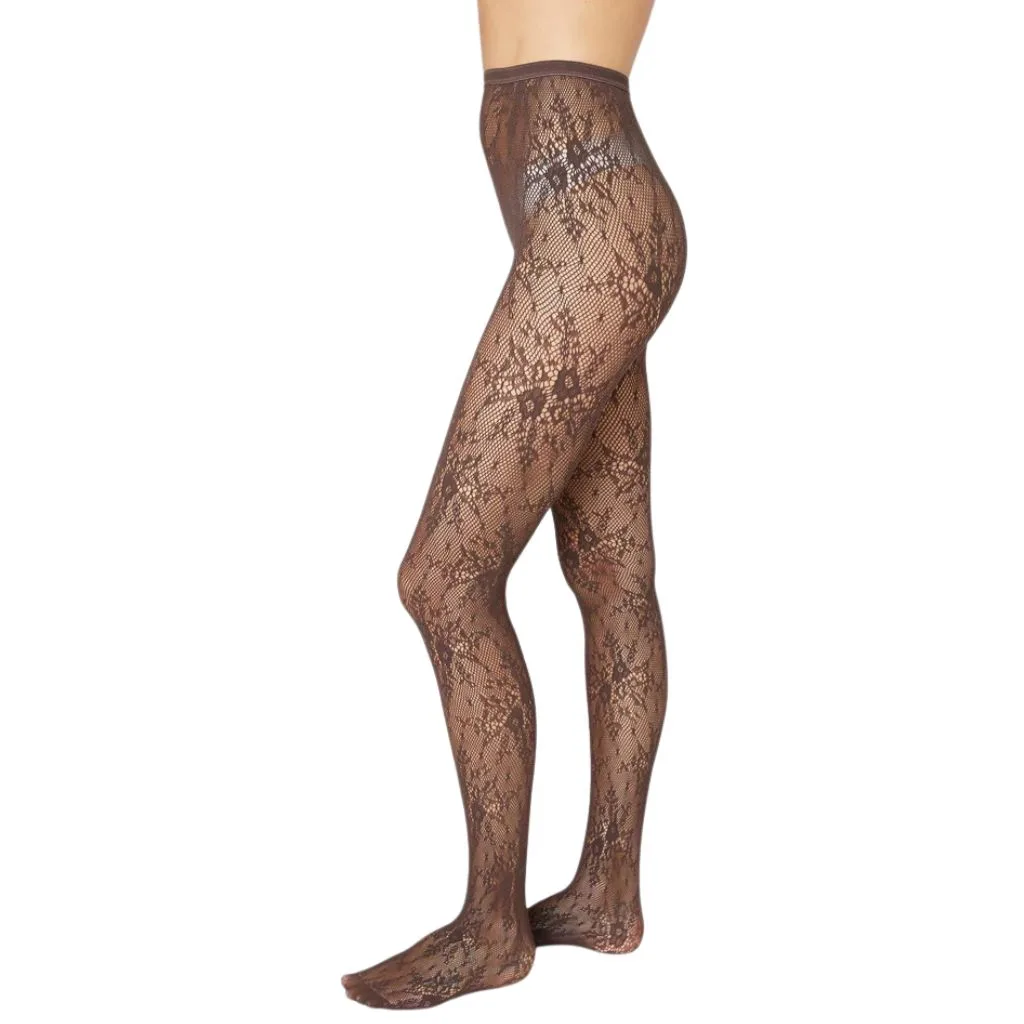 Swedish Stockings Rosa Lace tights dark brown