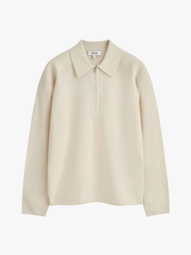 Best Knitwear Brands_marie claire_COS
Merino Wool-Yak Zip-Up Polo