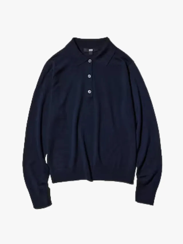 Best Knitwear Brands_marie claire_UNIQLO
100% Australian Merino Polo Sweater