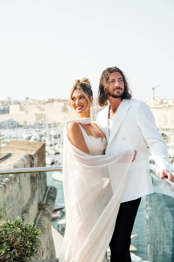 Music icon Delta Goodrem with husband Matthew Copley in Malta