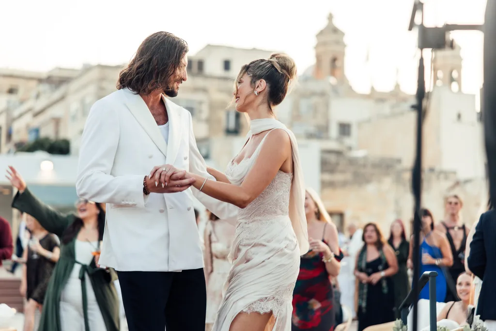 Music icon Delta Goodrem with husband Matthew Copley in Malta