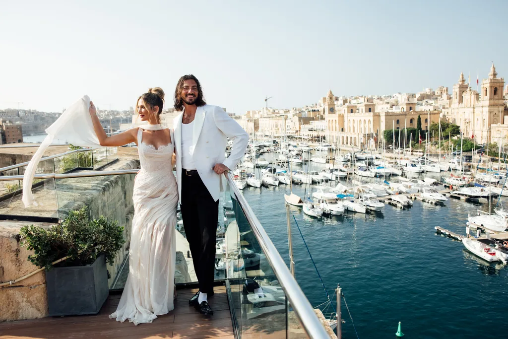 Music icon Delta Goodrem with husband Matthew Copley in Malta