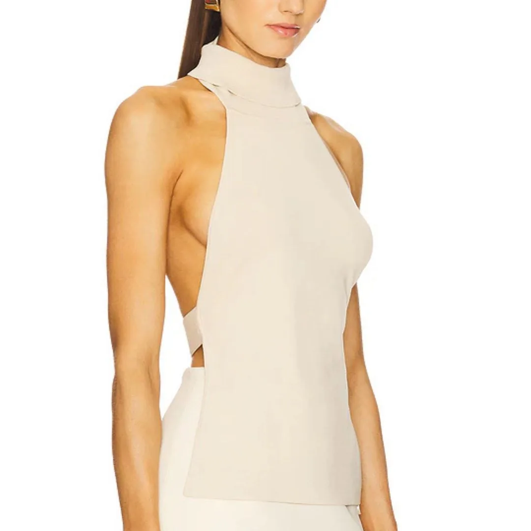 Cult Gaia Knit halter top in nude 