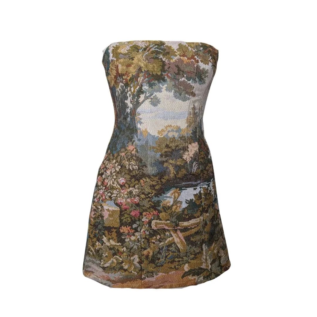 Vintage Print Corset Dress