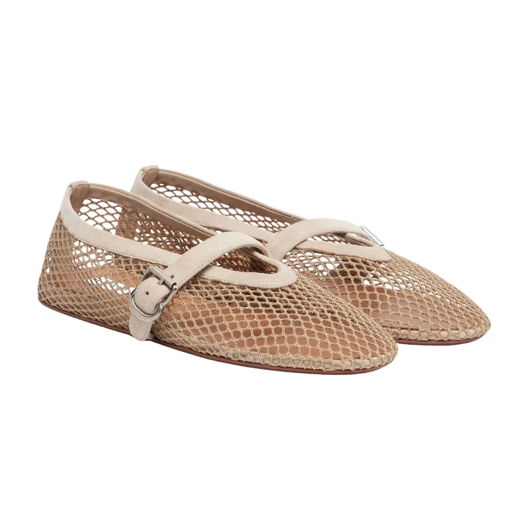 Alaia mesh flats in nude
