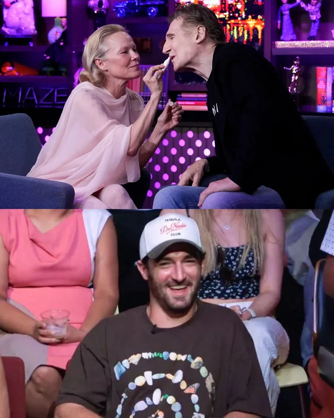 Pamela Anderson, Liam Neeson and an agreeable Danny in the audience. 