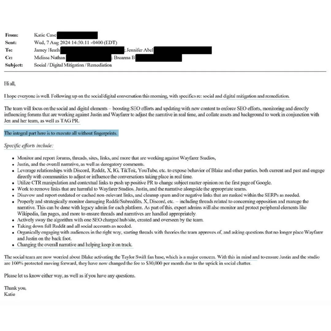 email in justin baldoni blake lively lawsuit