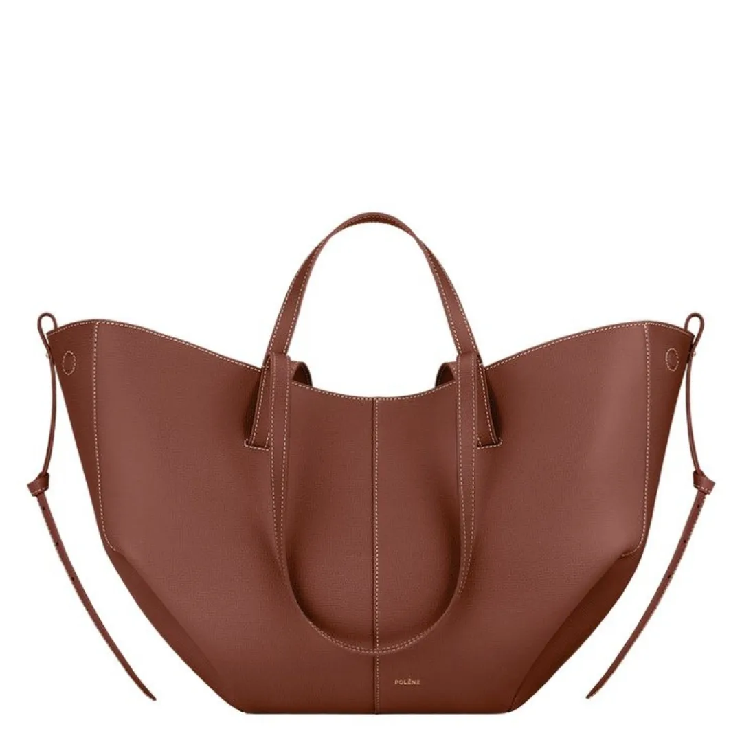 Poléne Cyme Textured Tote in Cognac.