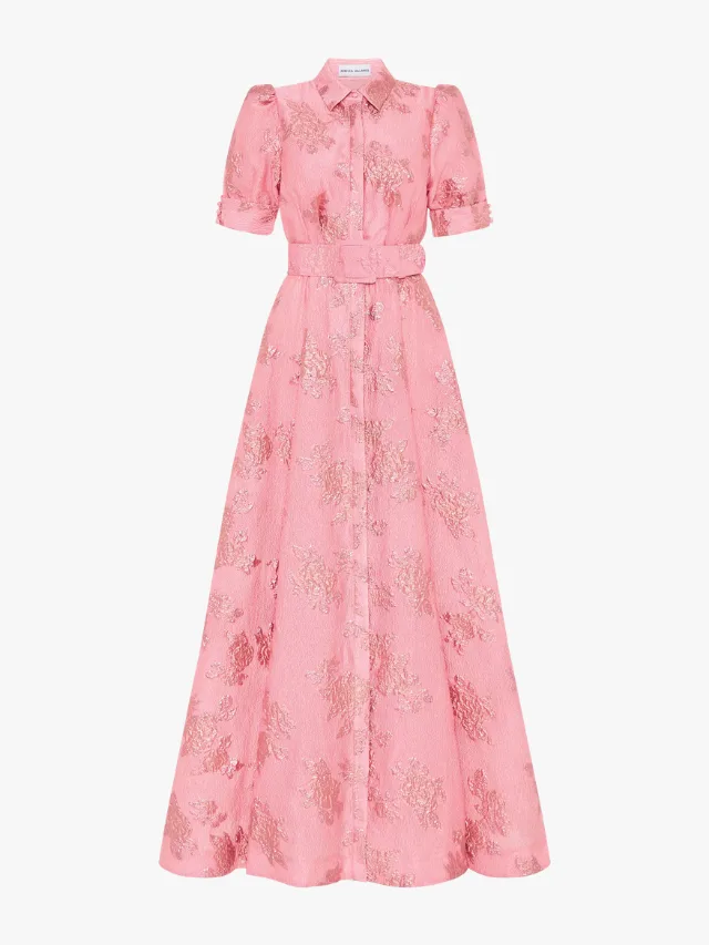 Rebecca Vallance Annette Button Down pink wedding guest dress with sleeves