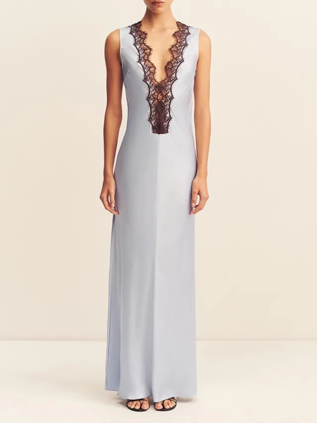 Shona Joy Allegra Lace Plunge Maxi Dress