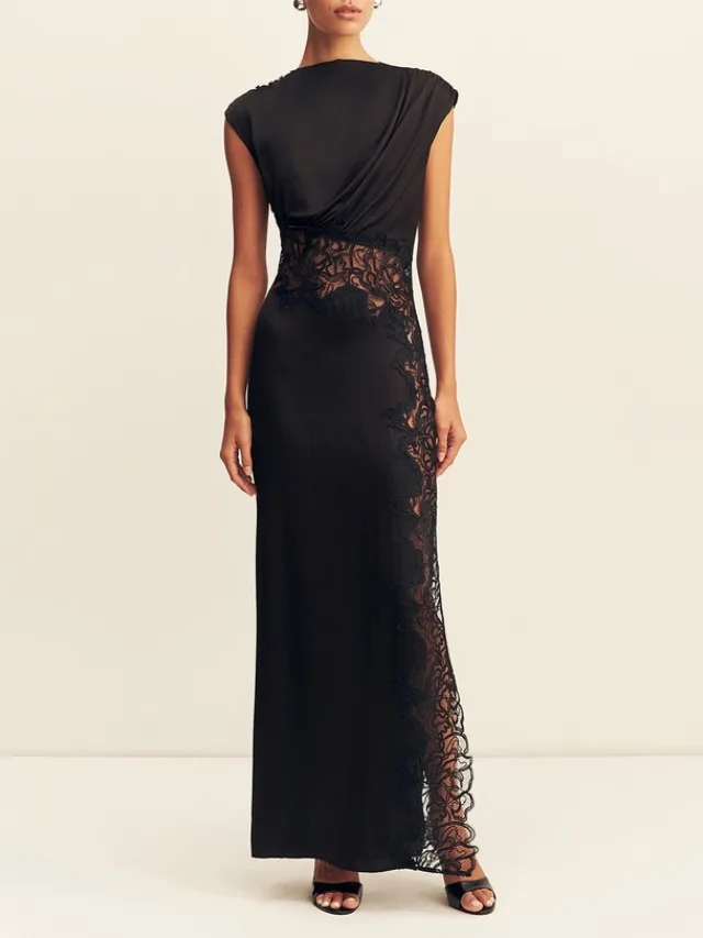 Shona Joy Eniko Lace Gathered Maxi Dress