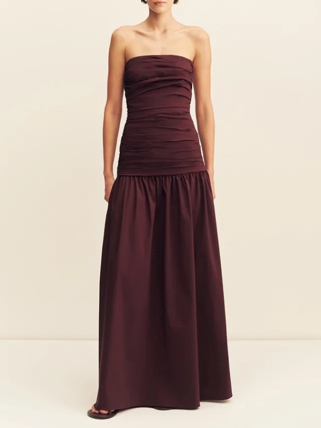 Shona Joy Campbell Strapless Ruched Maxi Dress