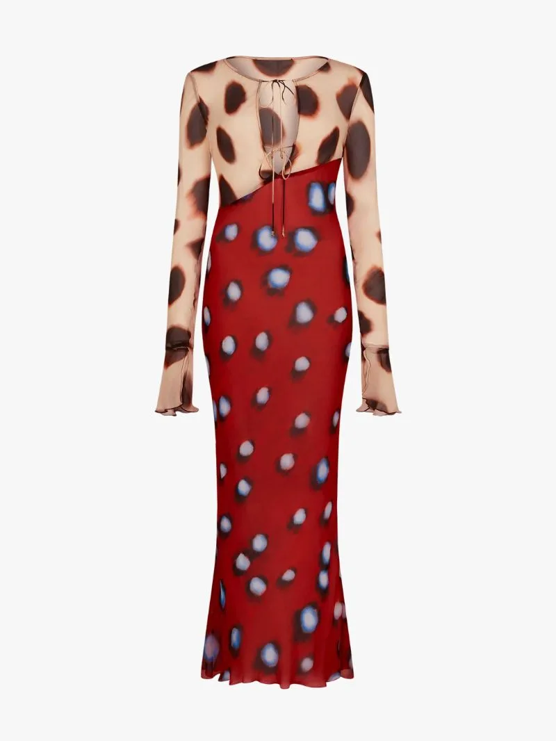 Rat and Boa Sabine red dress with long sleeves and clashing prints