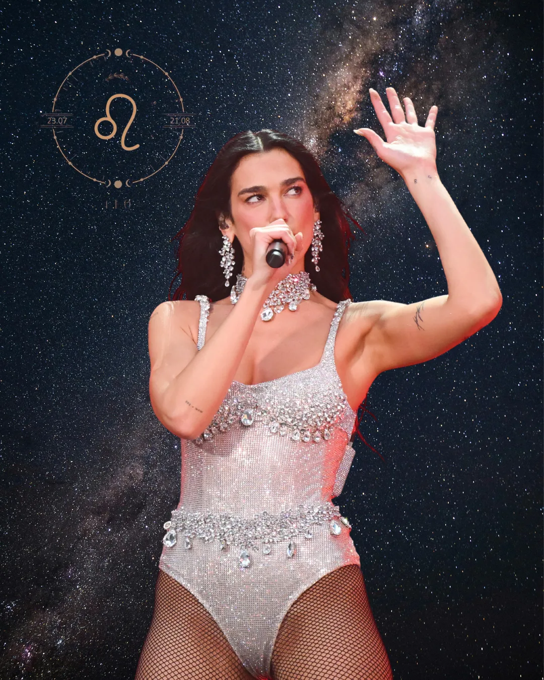 Dua Lipa Embodying Venus in Leo energy.