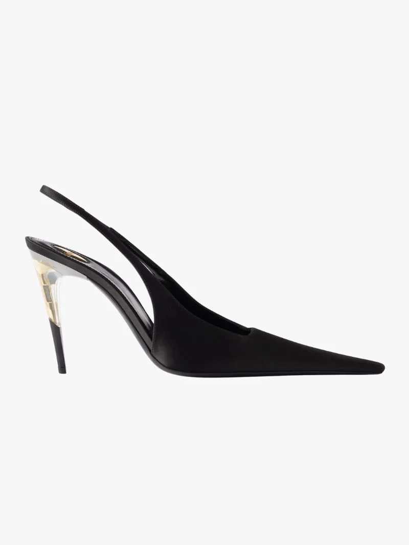 Saint Laurent Goya 95 crepe slingback pumps
